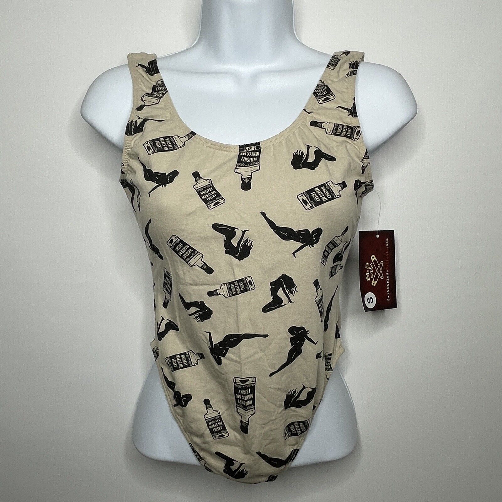 Switchblade Stiletto Beige Black Whiskey Frisky Vamp Jersey